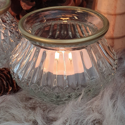 Teelichtglas mit Goldrand